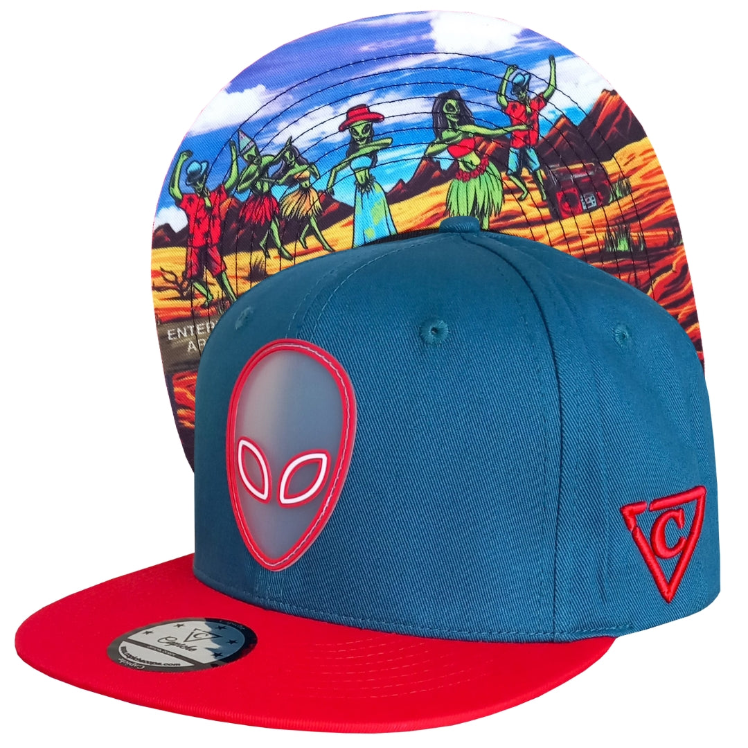 Alien Party Snapback - Blue/Red & Clear Rubber Logo – Amisha products