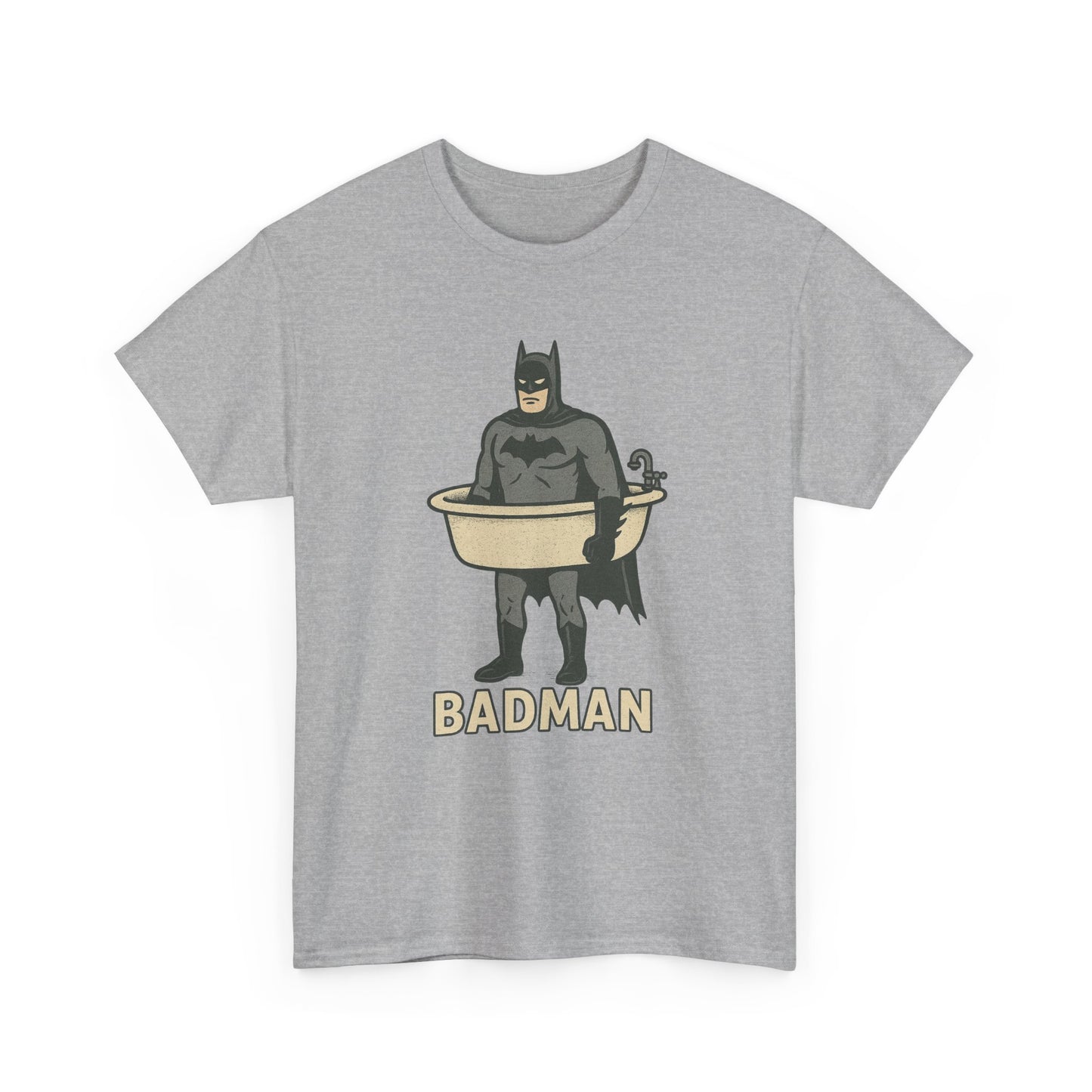 Lustiges Badman Badewannen-T-Shirt, Unisex-Baumwoll-Shirt, Geschenk für Superhelden-Fans, Humor-Bekleidung, Schrulliges Grafik-T-Shirt 