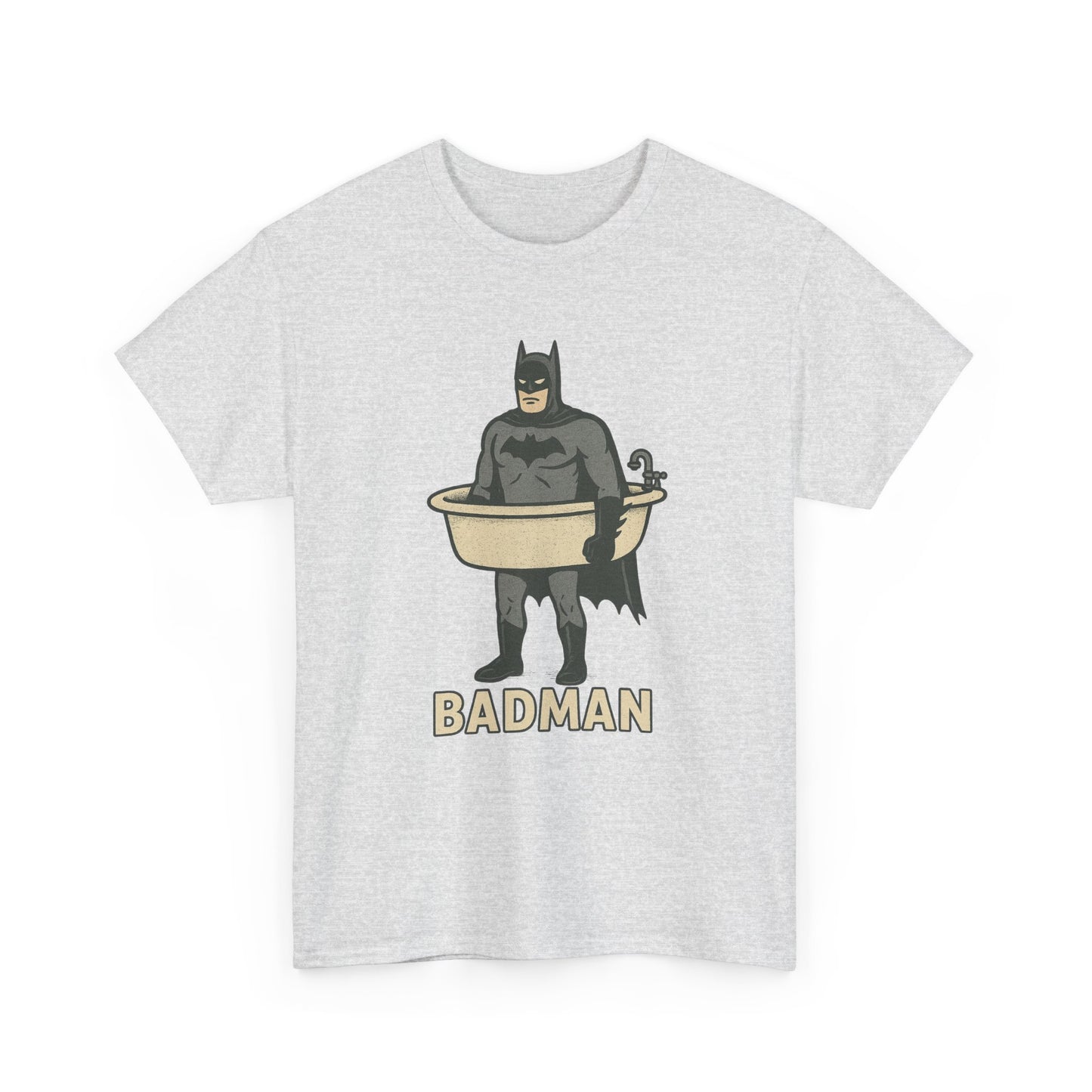 Lustiges Badman Badewannen-T-Shirt, Unisex-Baumwoll-Shirt, Geschenk für Superhelden-Fans, Humor-Bekleidung, Schrulliges Grafik-T-Shirt 