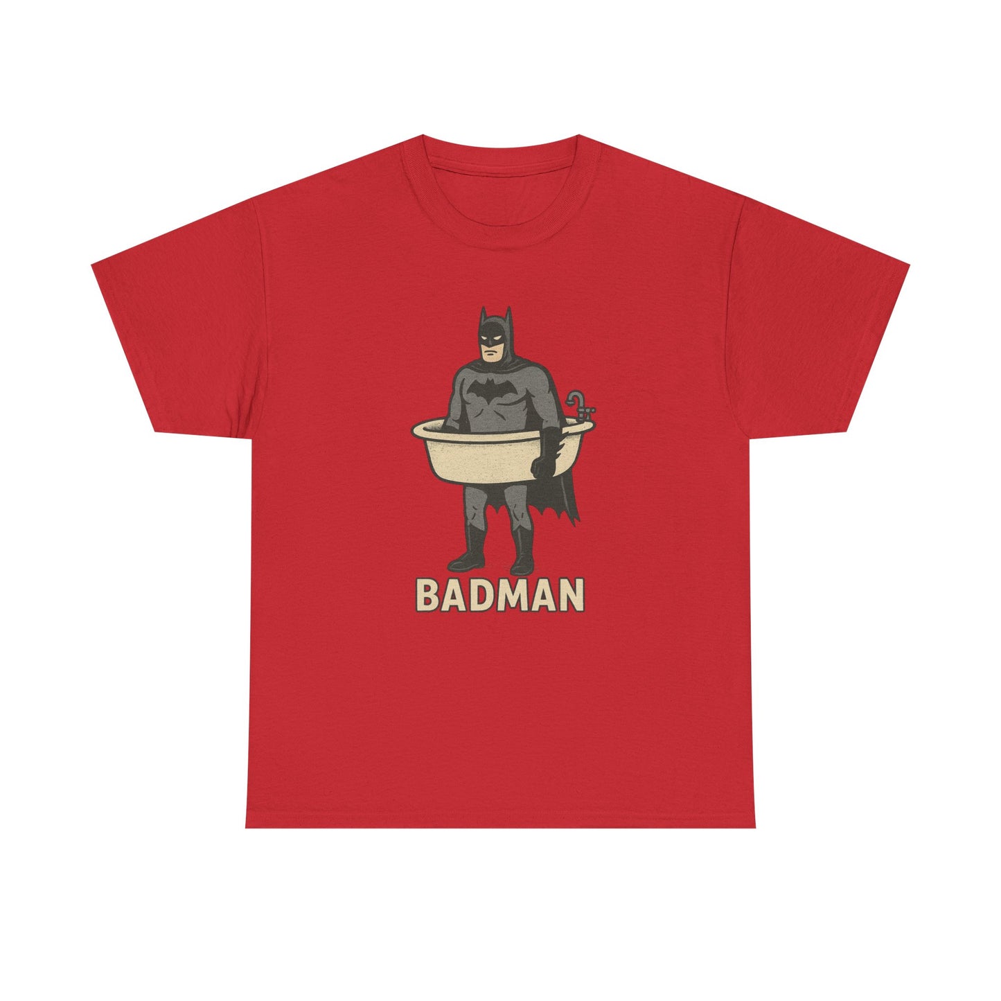 Lustiges Badman Badewannen-T-Shirt, Unisex-Baumwoll-Shirt, Geschenk für Superhelden-Fans, Humor-Bekleidung, Schrulliges Grafik-T-Shirt 
