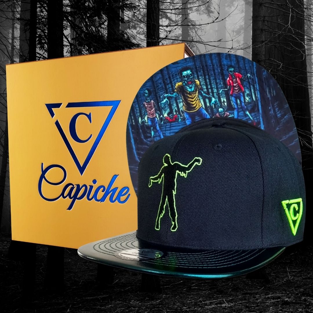 Zombie Apocalypse Snapback - Black/Dark Green Crackling Metallic