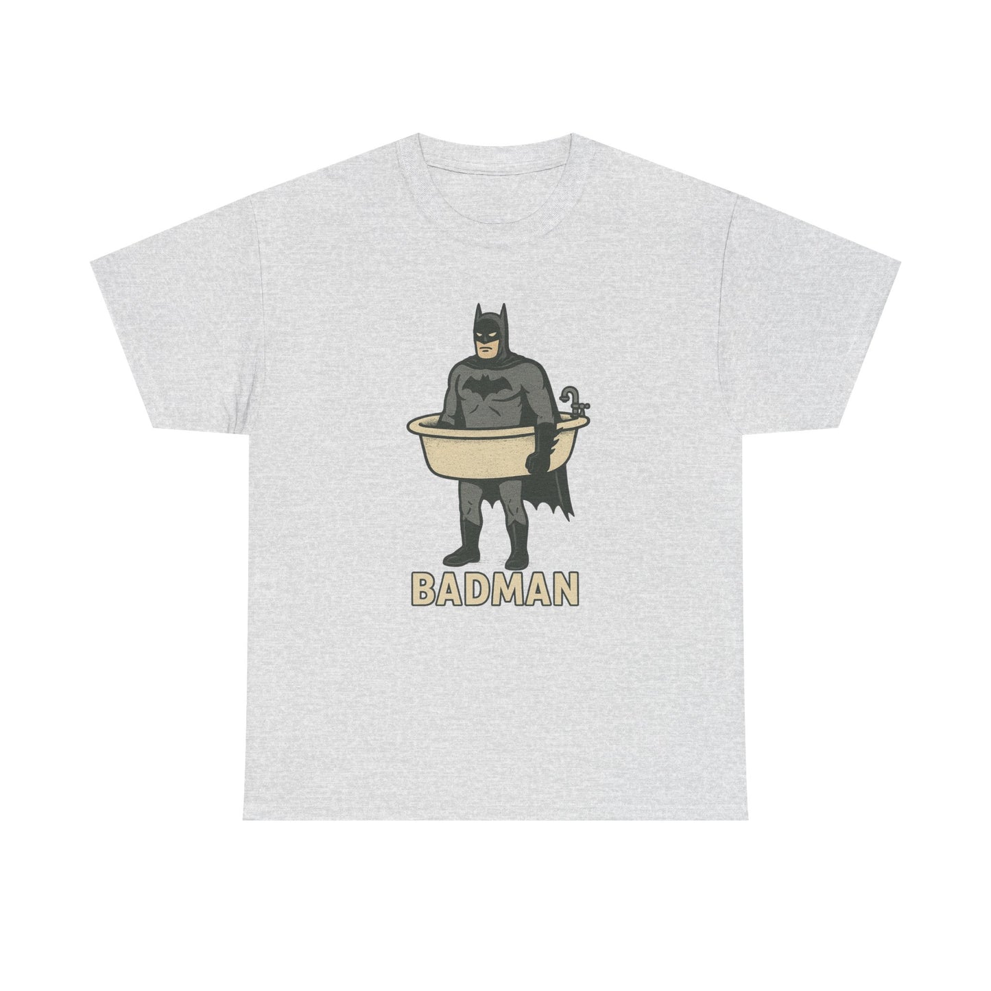 Lustiges Badman Badewannen-T-Shirt, Unisex-Baumwoll-Shirt, Geschenk für Superhelden-Fans, Humor-Bekleidung, Schrulliges Grafik-T-Shirt 
