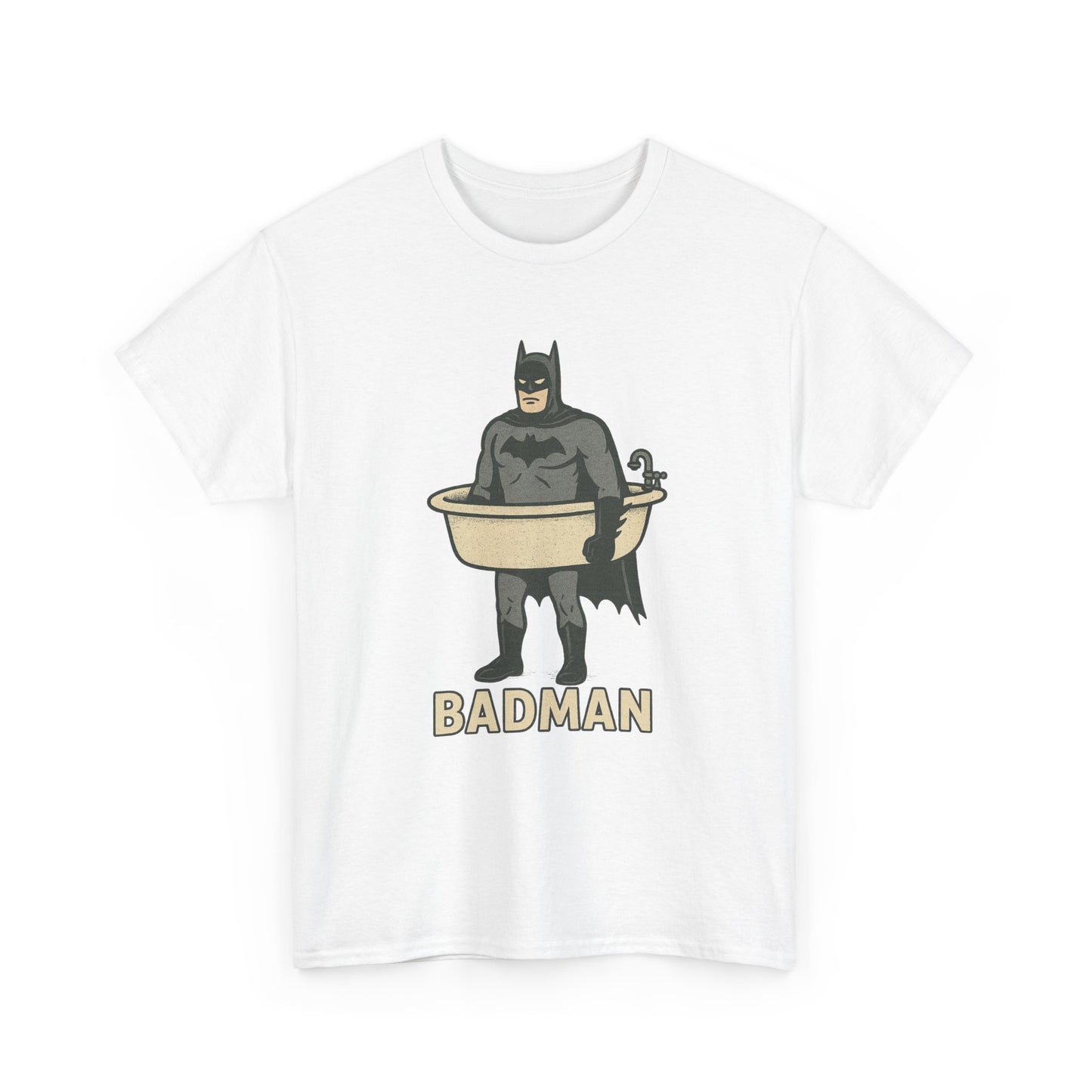 Lustiges Badman Badewannen-T-Shirt, Unisex-Baumwoll-Shirt, Geschenk für Superhelden-Fans, Humor-Bekleidung, Schrulliges Grafik-T-Shirt 
