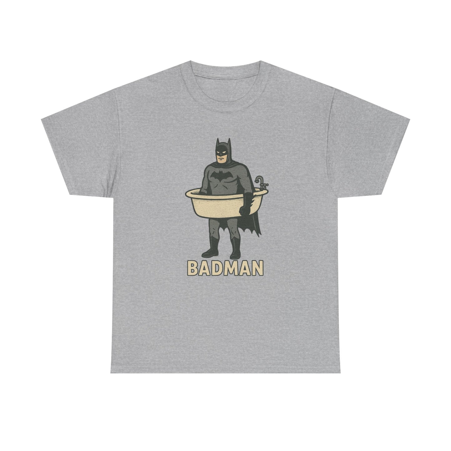 Lustiges Badman Badewannen-T-Shirt, Unisex-Baumwoll-Shirt, Geschenk für Superhelden-Fans, Humor-Bekleidung, Schrulliges Grafik-T-Shirt 