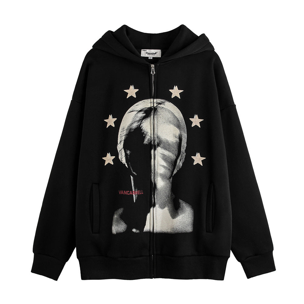Men's Depressed Abstract Printing Fleece Hoodie