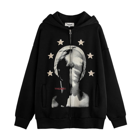Men's Depressed Abstract Printing Fleece Hoodie