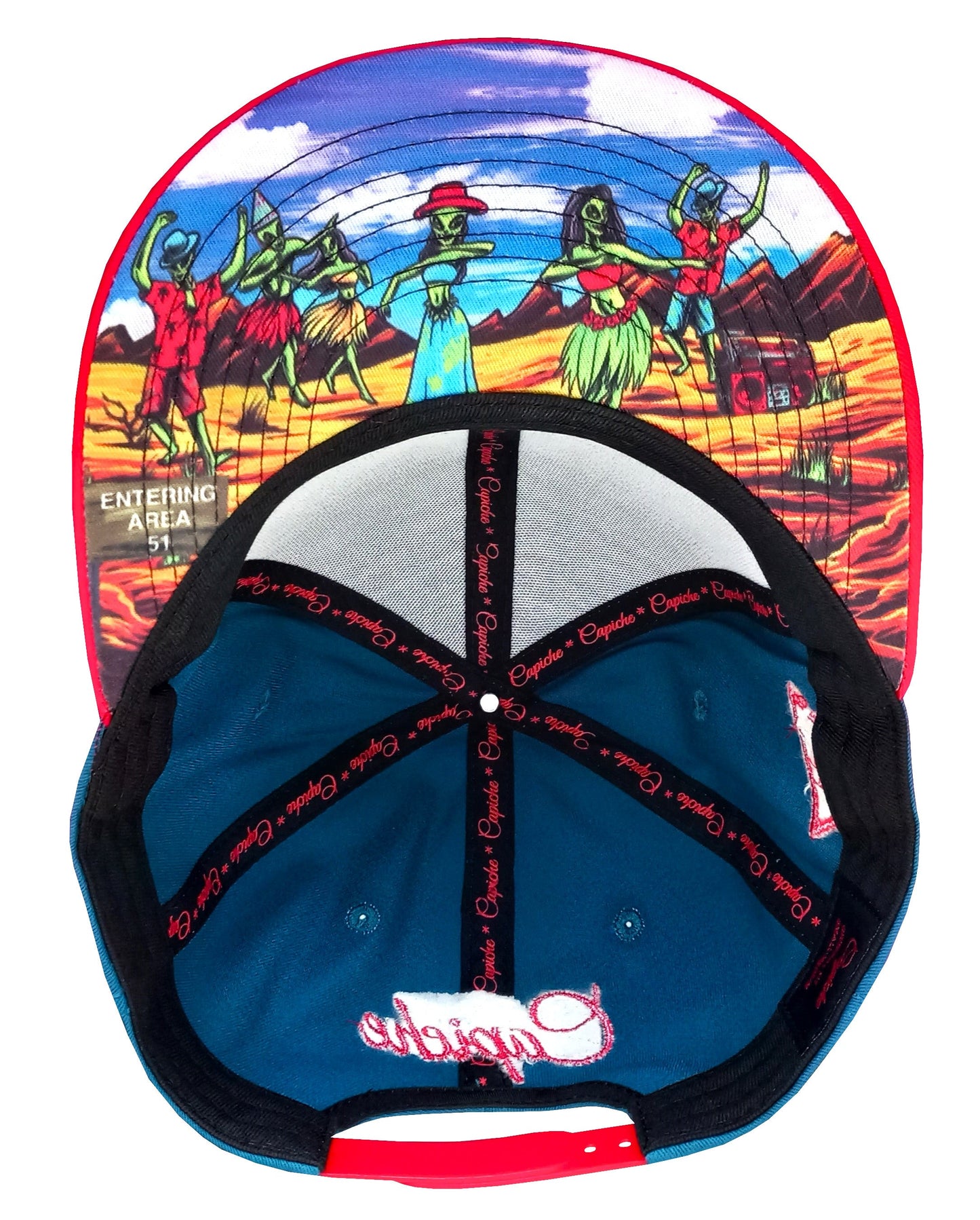 Alien Party Snapback - Blue/Red & Clear Rubber Logo