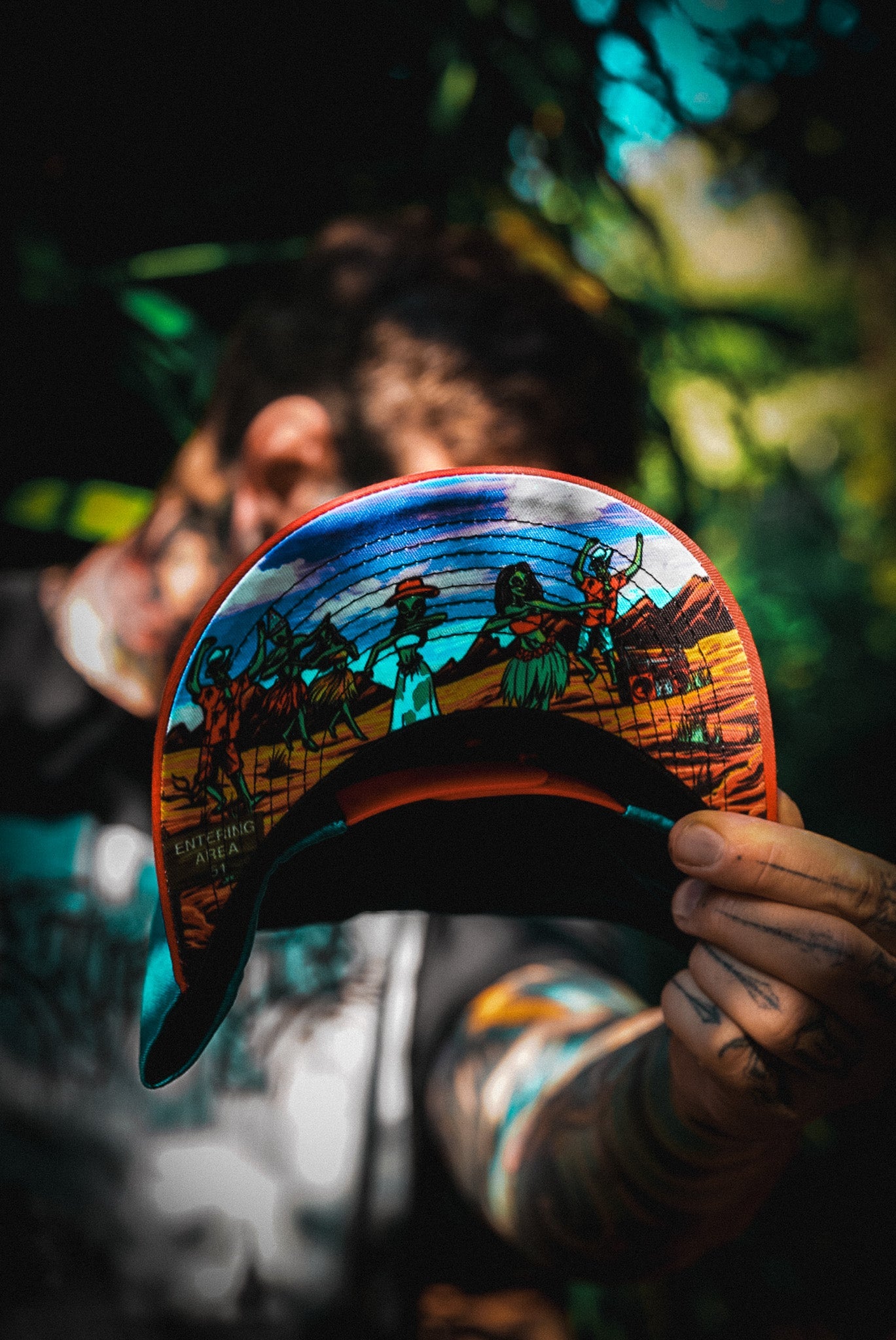 Alien Party Snapback - Blue/Red & Clear Rubber Logo