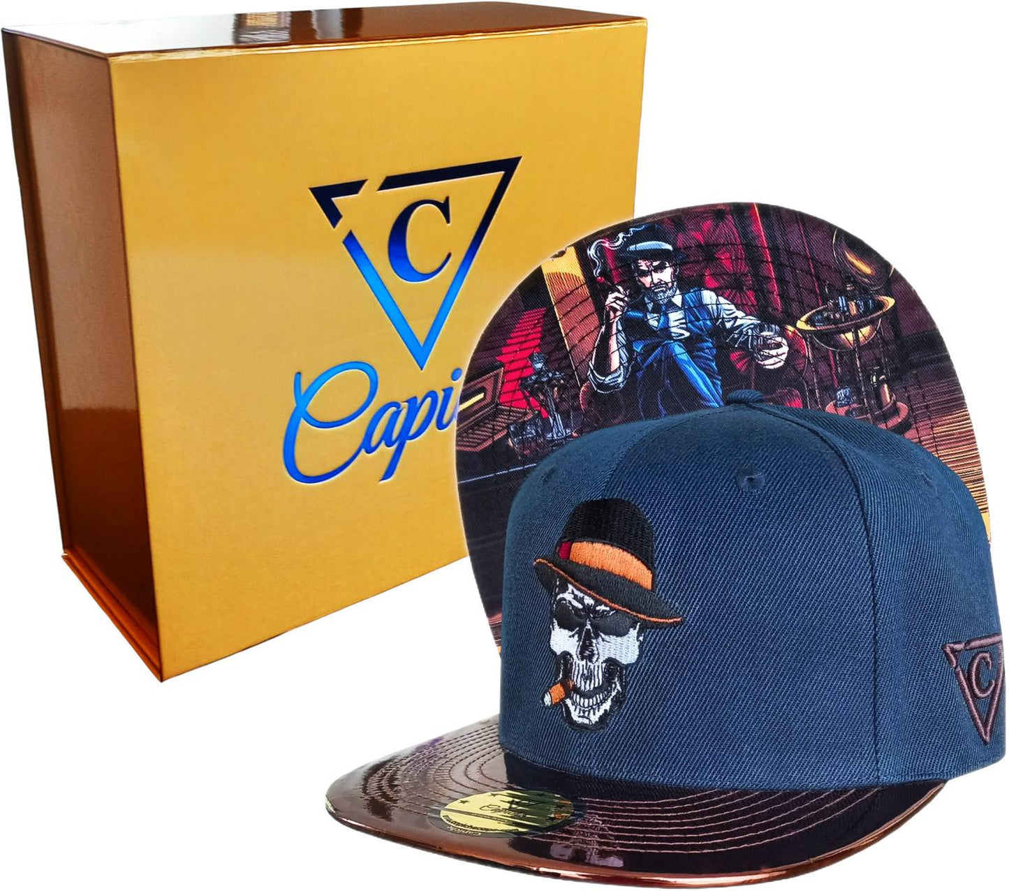 Cigar Snapback - Dark Blue/Brown Metallic
