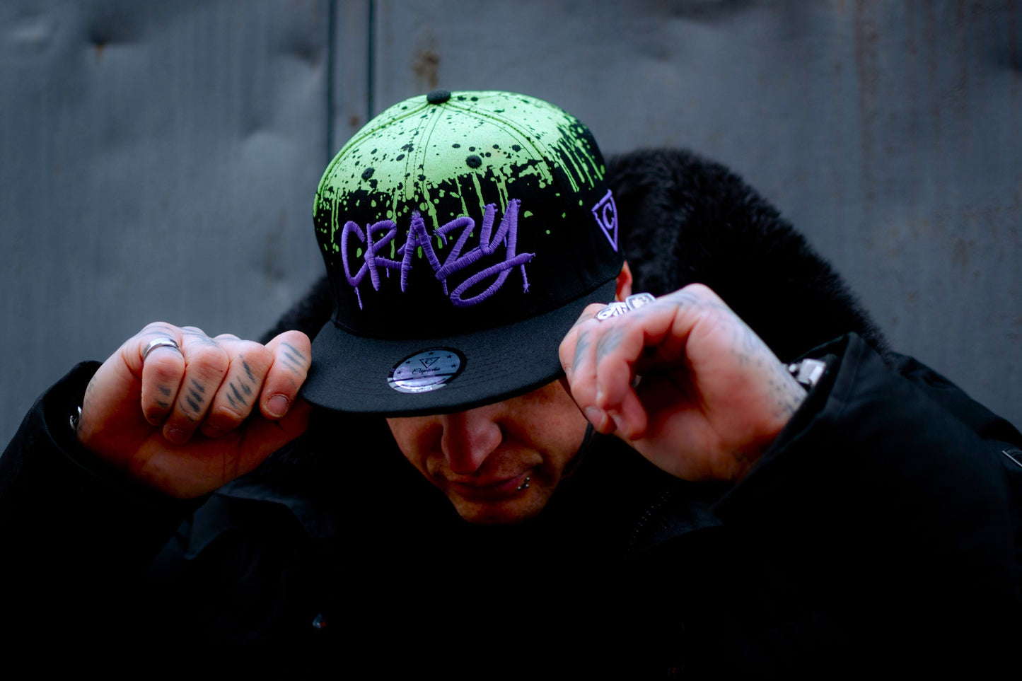 Freestyler Snapback - Black/Green Graffiti Spray