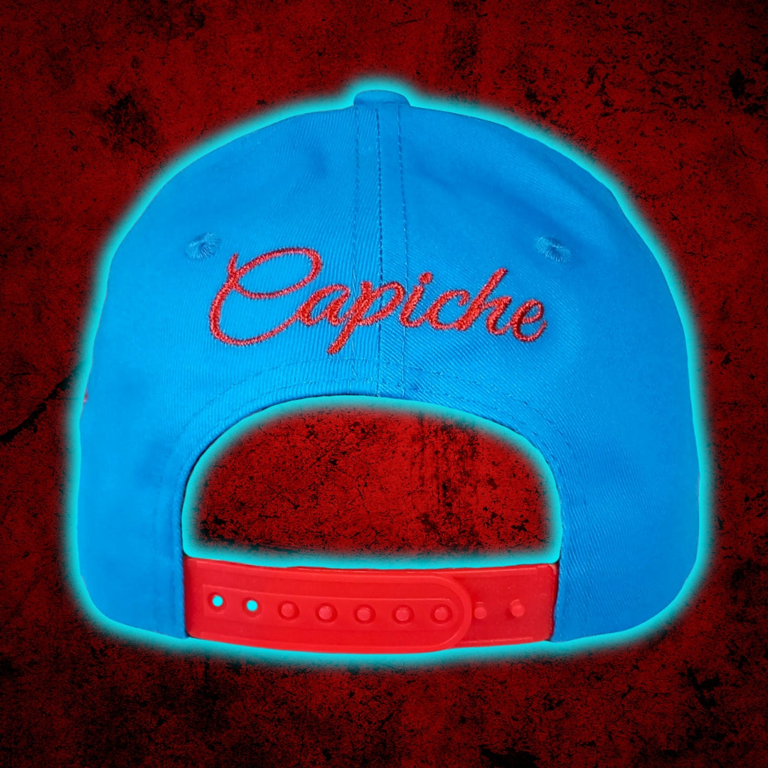 Zodiac Cancer Curved Cap - Blue/Red Crackling Metallic