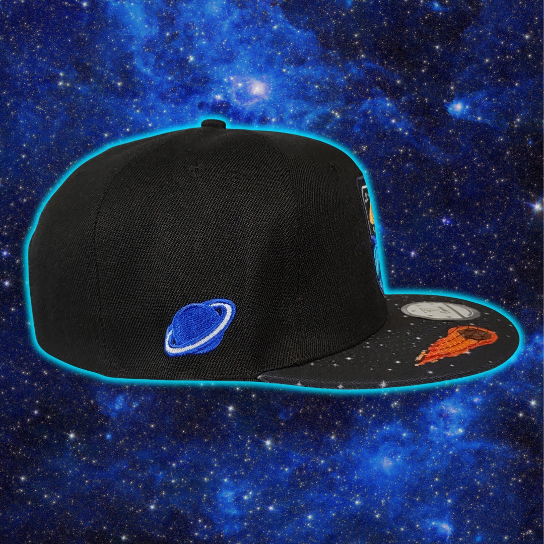 Astronaut Race Snapback - Black/Stars Pattern & Burning Meteorite