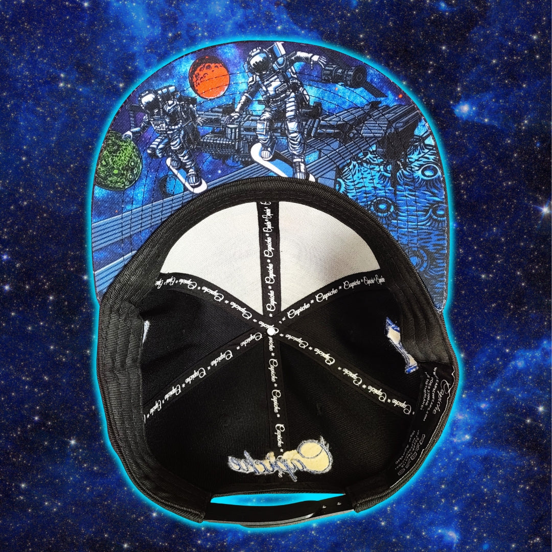 Astronaut Race Snapback - Black/Stars Pattern & Burning Meteorite
