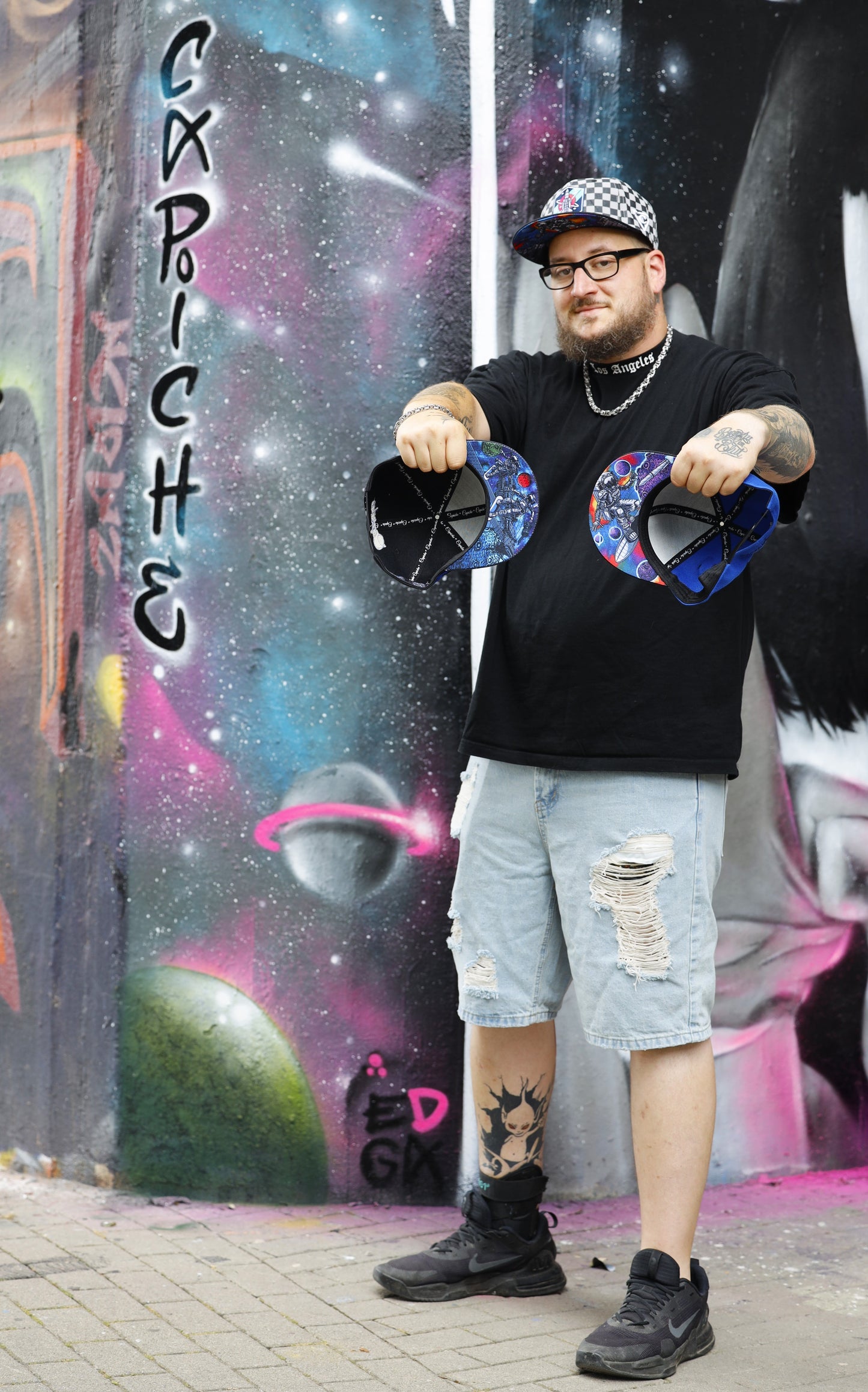 Astronaut Race Snapback - Black/Stars Pattern & Burning Meteorite