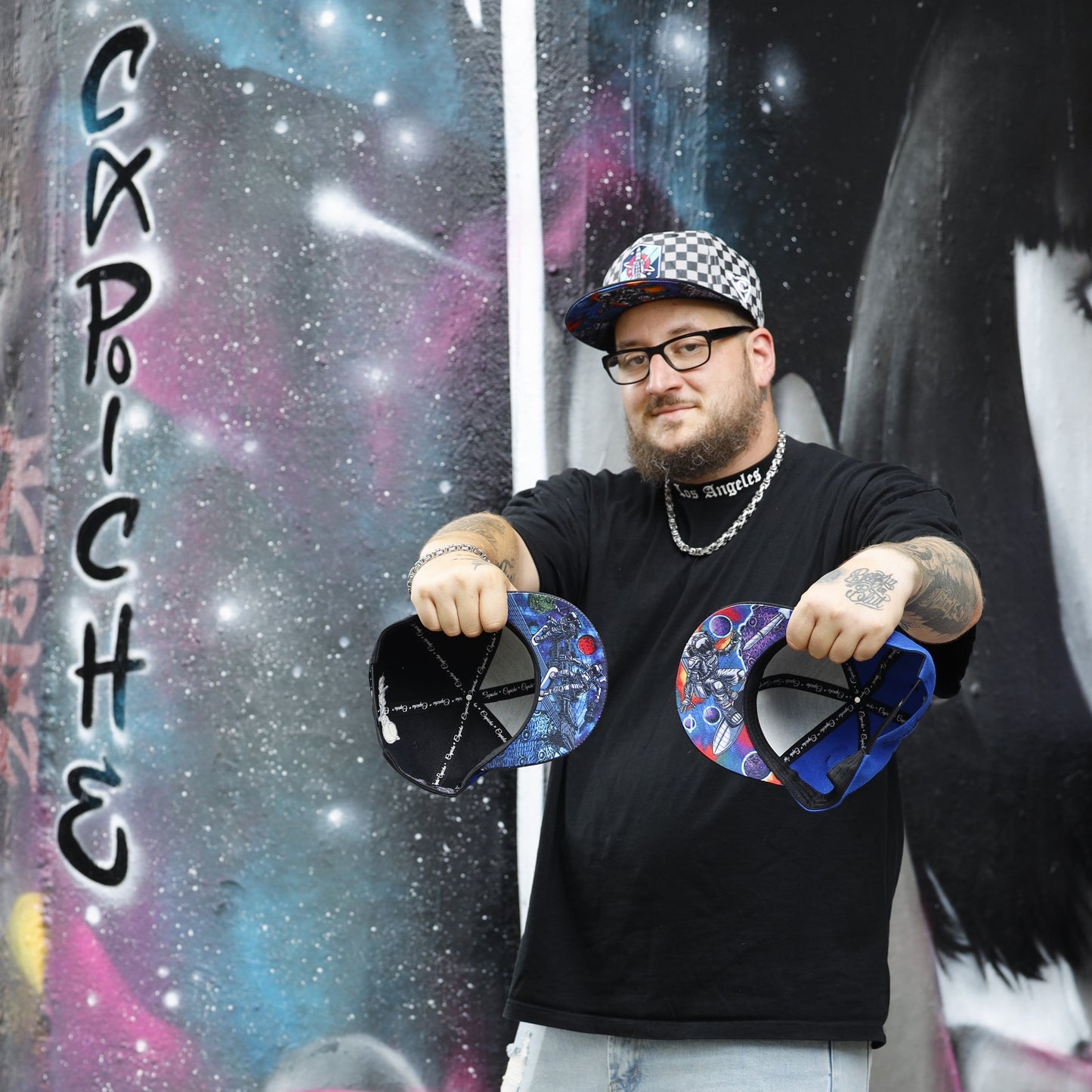 Astronaut Race Snapback - Black/Stars Pattern & Burning Meteorite