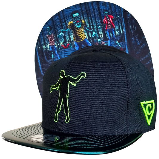Zombie Apocalypse Snapback - Black/Dark Green Crackling Metallic