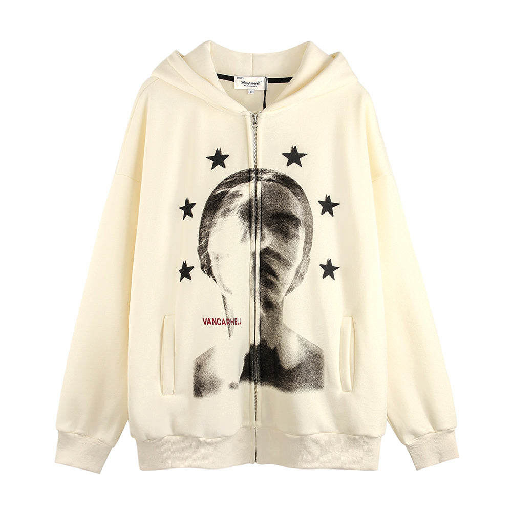 Men's Depressed Abstract Printing Fleece Hoodie